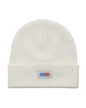 White Punok ring beanie with folded cuff and small front logo patch