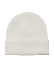 White Punok ring beanie with ribbed knit and folded hem