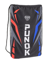 Drawstring sling bag with PUNOK logo and vertical PUNOK text on black