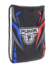Drawstring sling bag with black, red and blue PUNOK graphic front