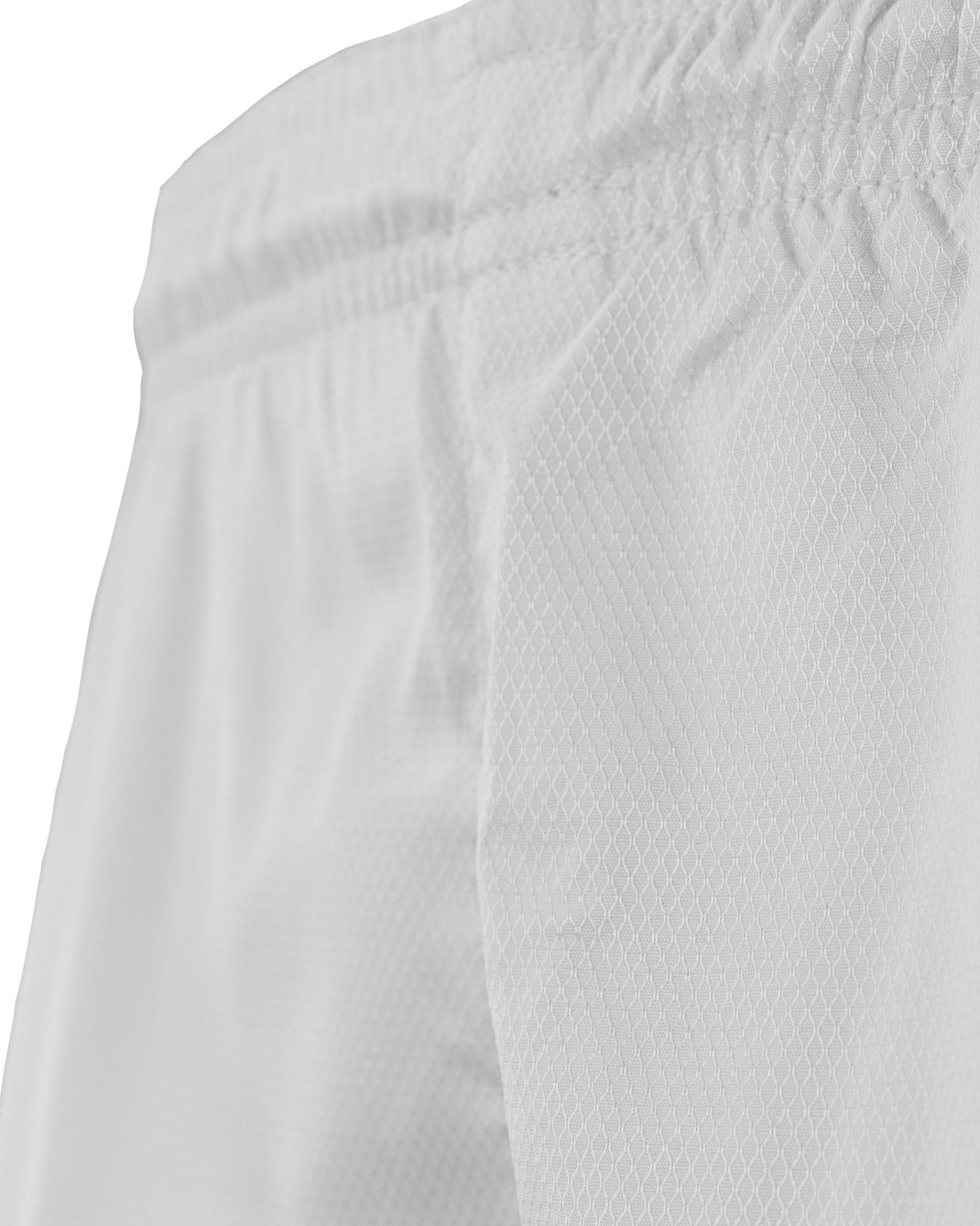 White kumite uniform jacket with textured fabric panels