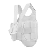 White external body armour vest with wide shoulder straps and padded shell