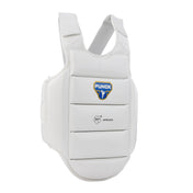 White external body armour vest with Punok logo and WKF approved badge