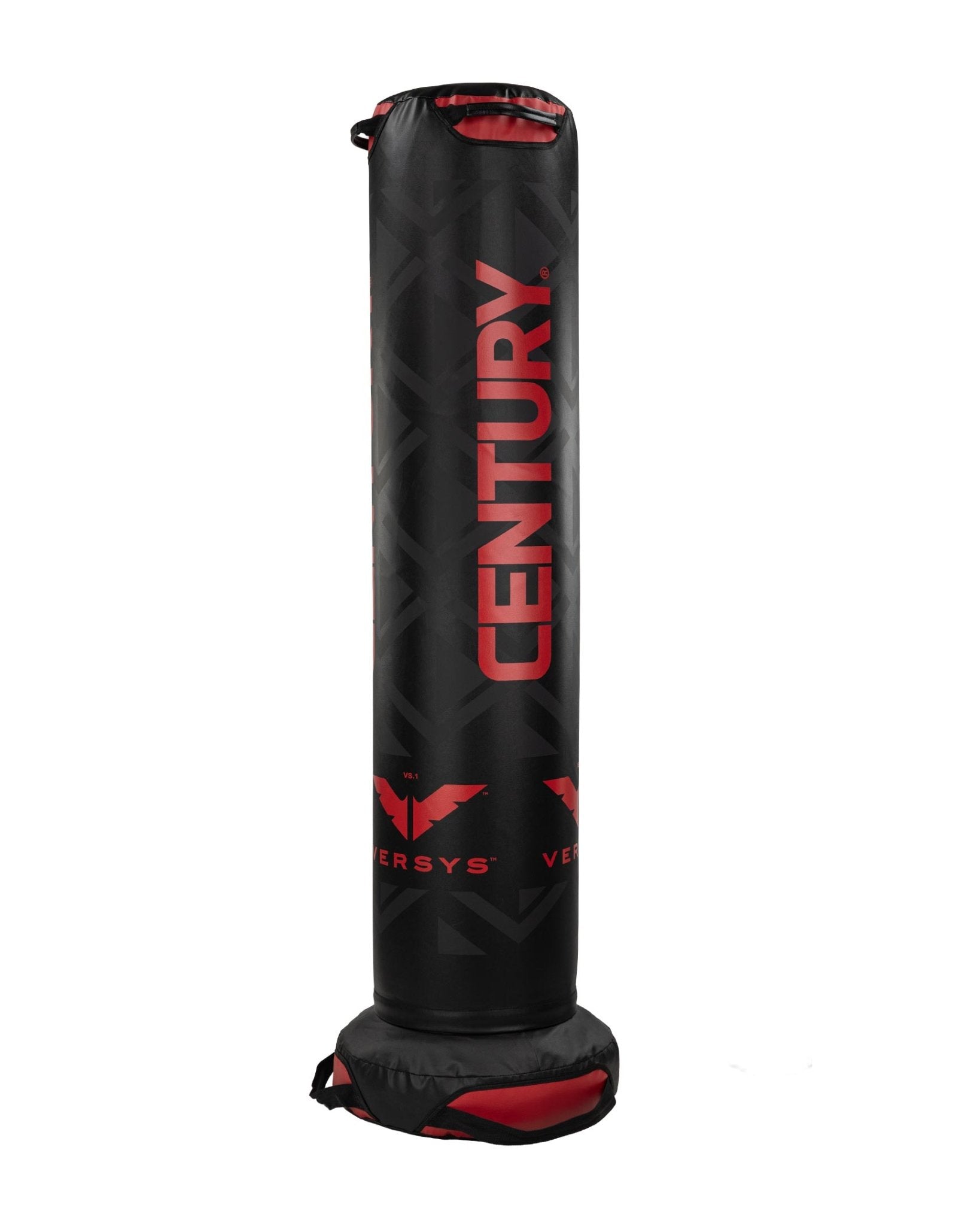 VS.1 black heavy bag with red logo and base pads