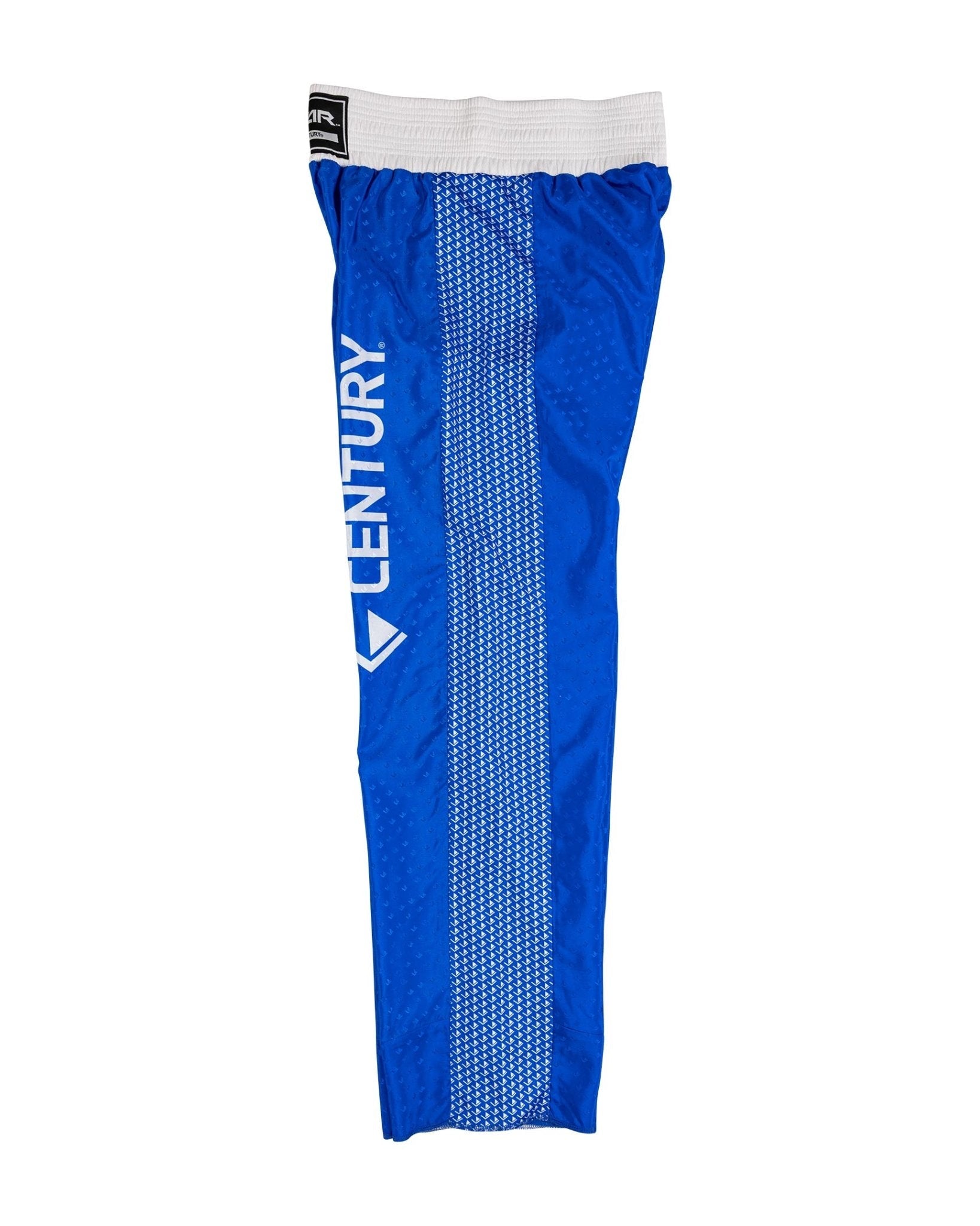 Tenacity pant by WAKO C-Gear, blue with white waistband and "CENTURY" side print