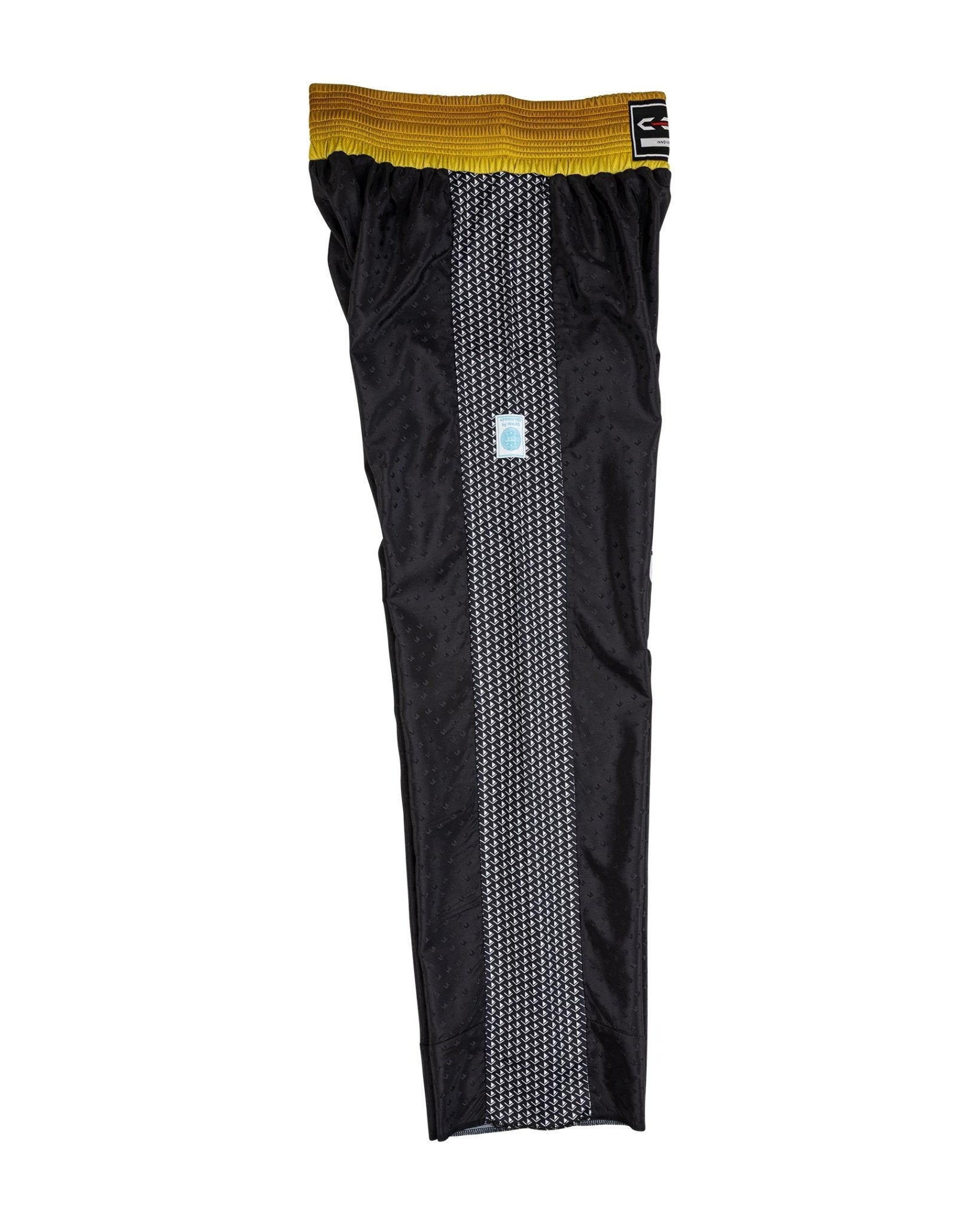 Tenacity pant by WAKO C-Gear, black with yellow waistband and textured vertical panel