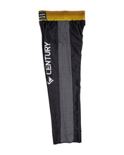 Black Tenacity pant with gold elastic waistband and mesh-style side panel, CENTURY branding