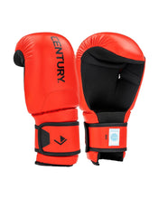 Pair of red and black boxing gloves with ENITURY logo and hook-and-loop strap