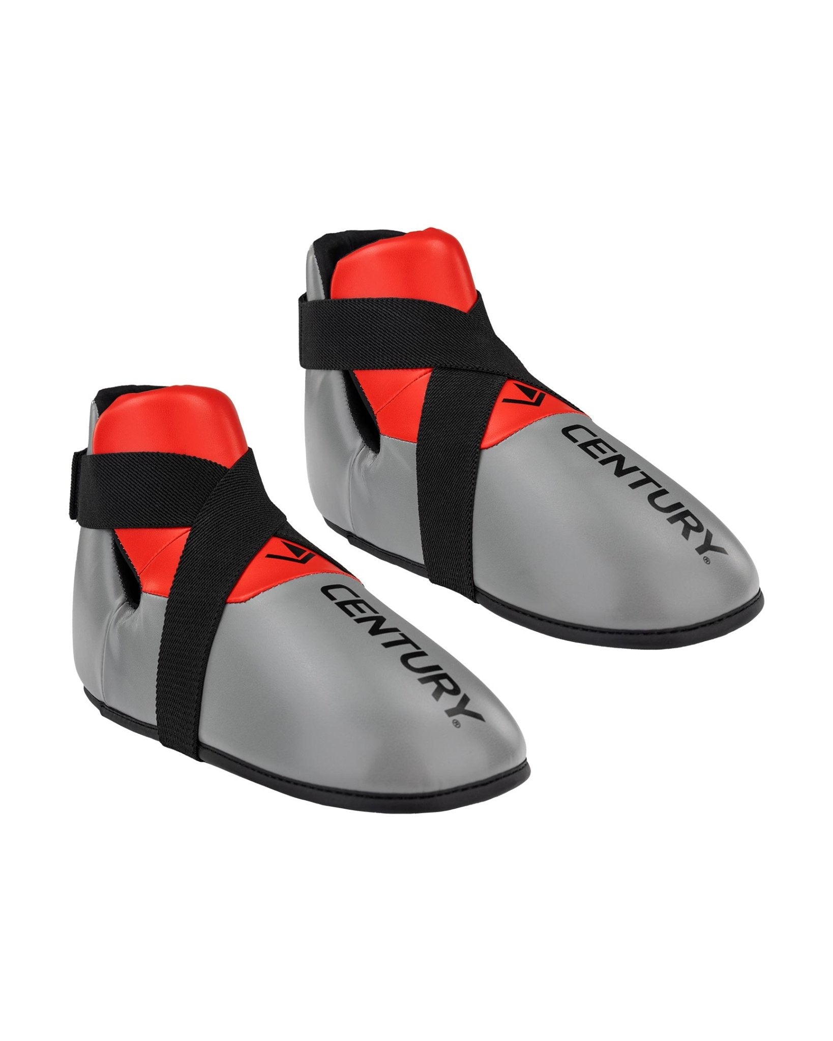 Grey ankle kicks with black strap and CENTURY text, red collar accents