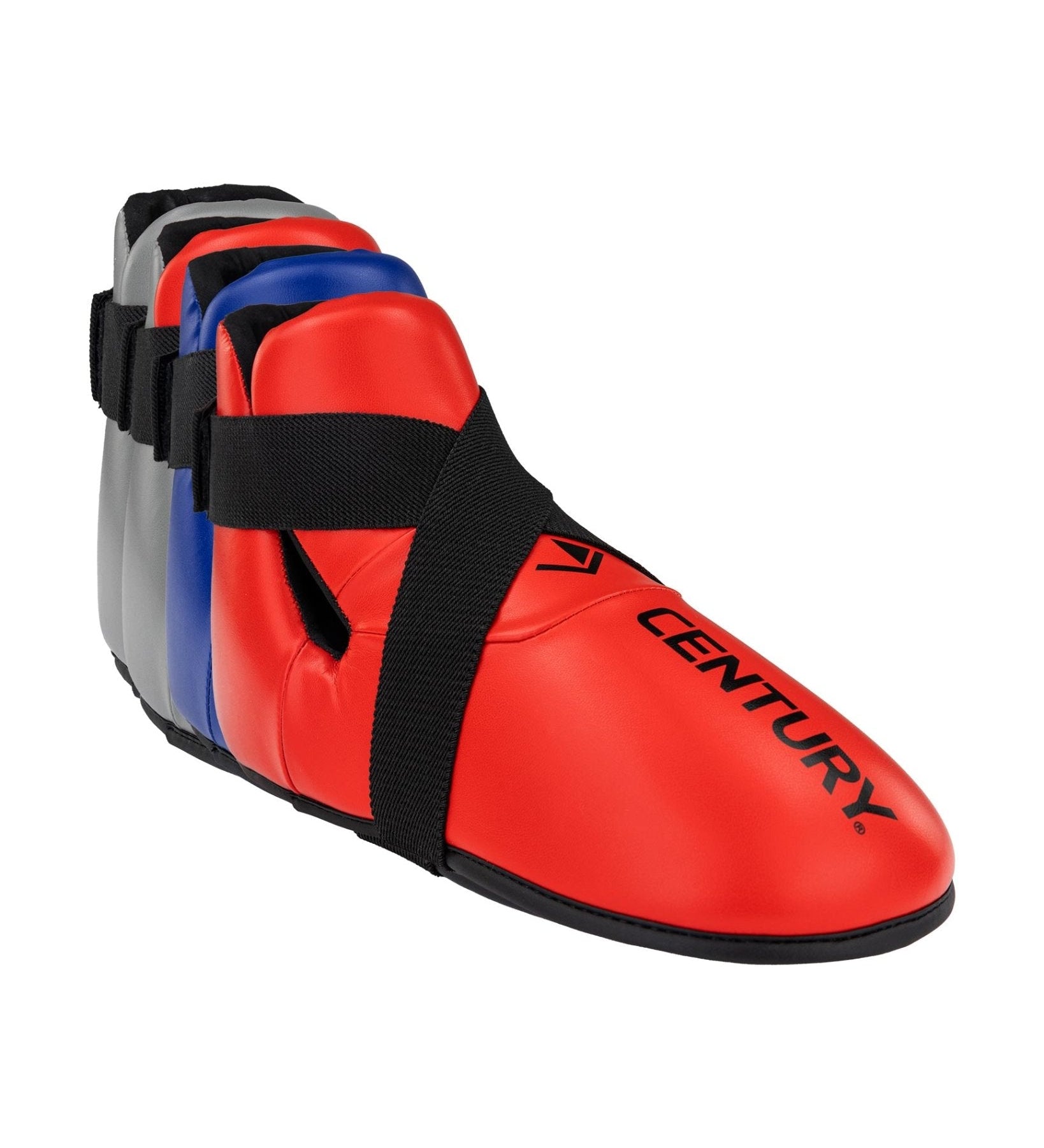 Red ankle kicks with black wide strap, contrast trim, and CENTURY branding