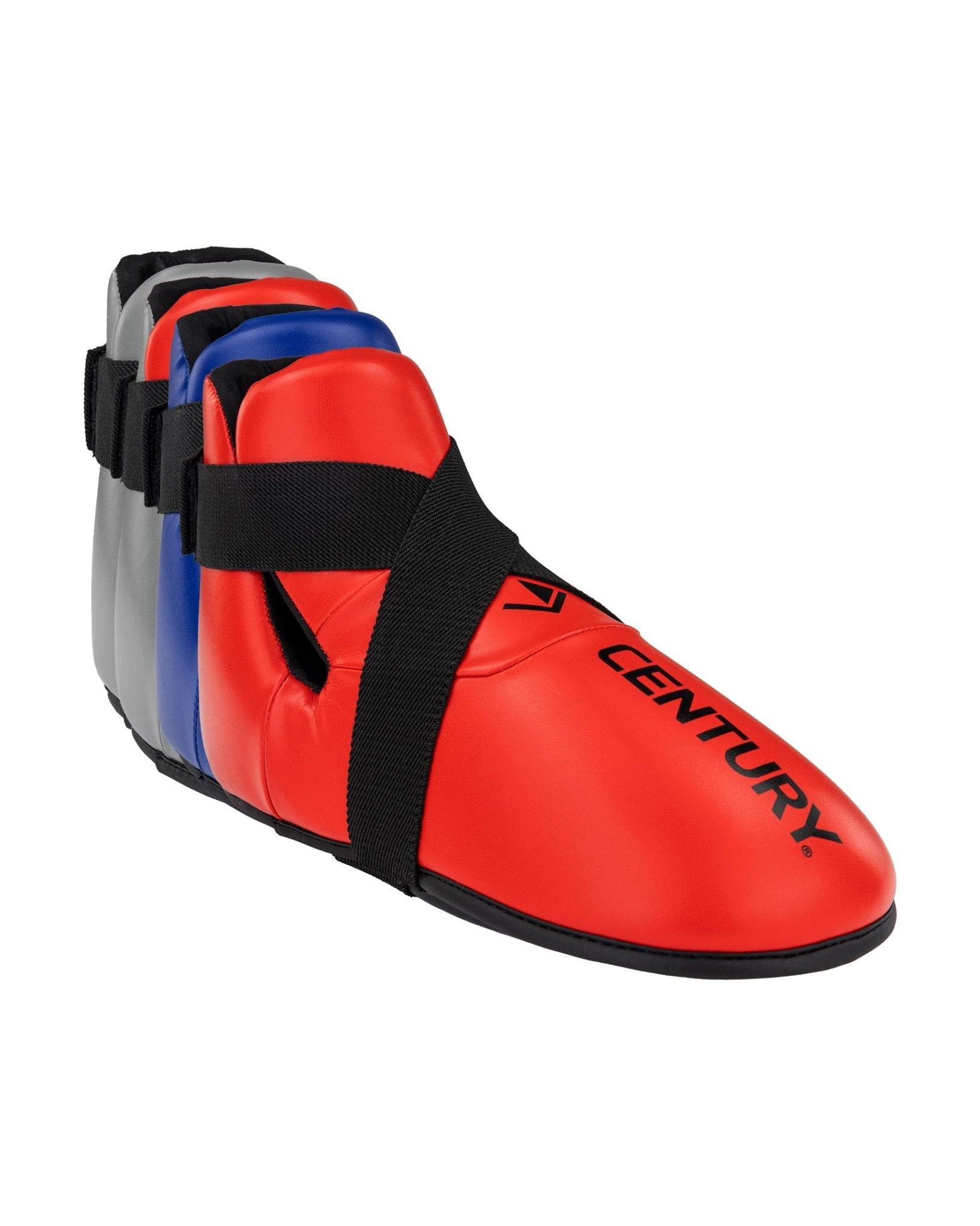 Red ankle kicks with black wide strap, contrast trim, and CENTURY branding