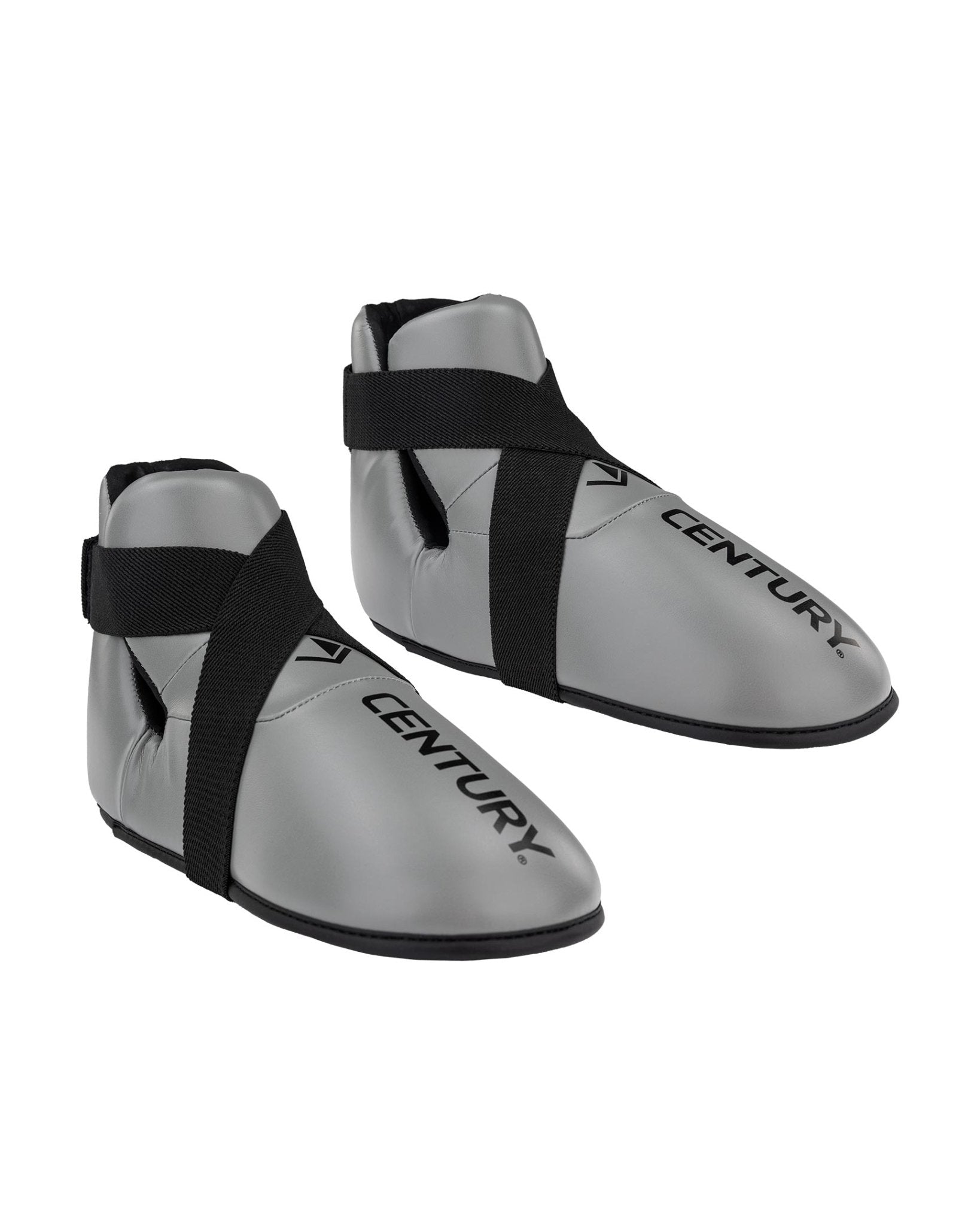Grey ankle kicks with black strap and CENTURY text on side, pair view