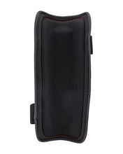 Black shin guards with adjustable strap