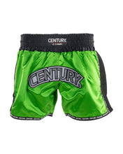 Low kick shorts, bright green with Century logo, black waistband and side trim