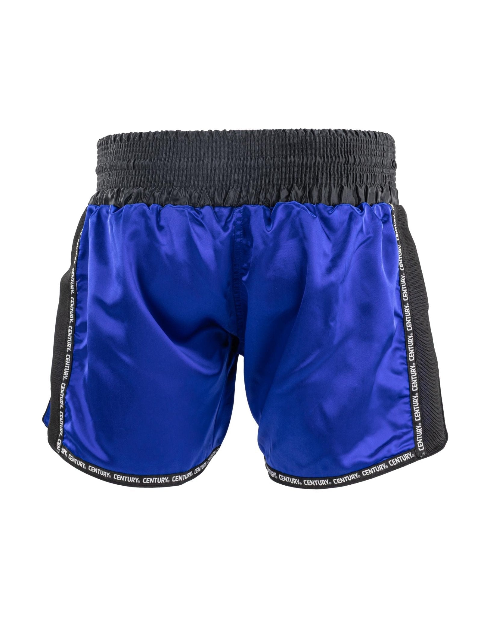WAKO low kick boxing shorts 2.0 in royal blue with black side panels, front view